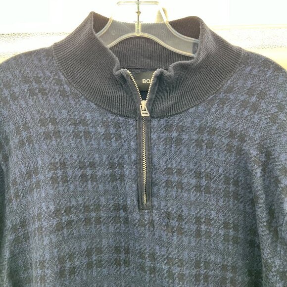 Bonobos Men's 1/4 Zip Pullover Sweater Blue Print Size XL - Picture 2 of 9